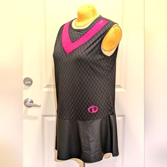 EUC Disney Parks XL Incredibles Shiny Pink and Black Faux Leather Mini Dress - Picture 6 of 9